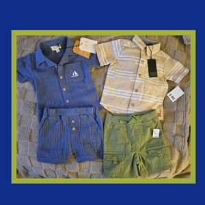 2 BABY BOY SHORT SETS.